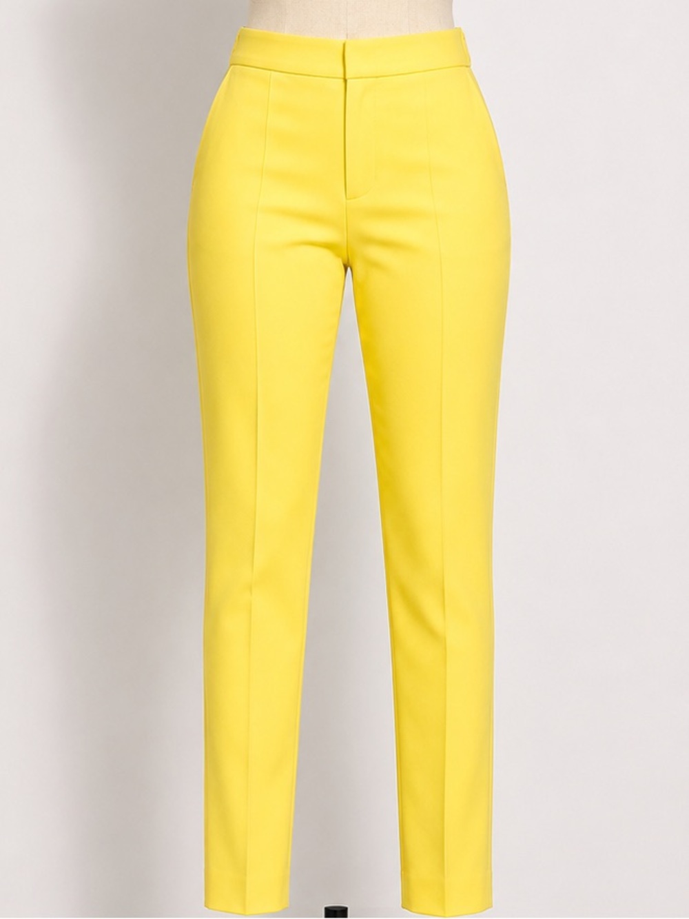 CALVIN KLEIN BRIGHT YELLOW TAILORED PANTS | SLIM ANKLE TROUSERS | SIZE 2 | NWT - Picture 4 of 12